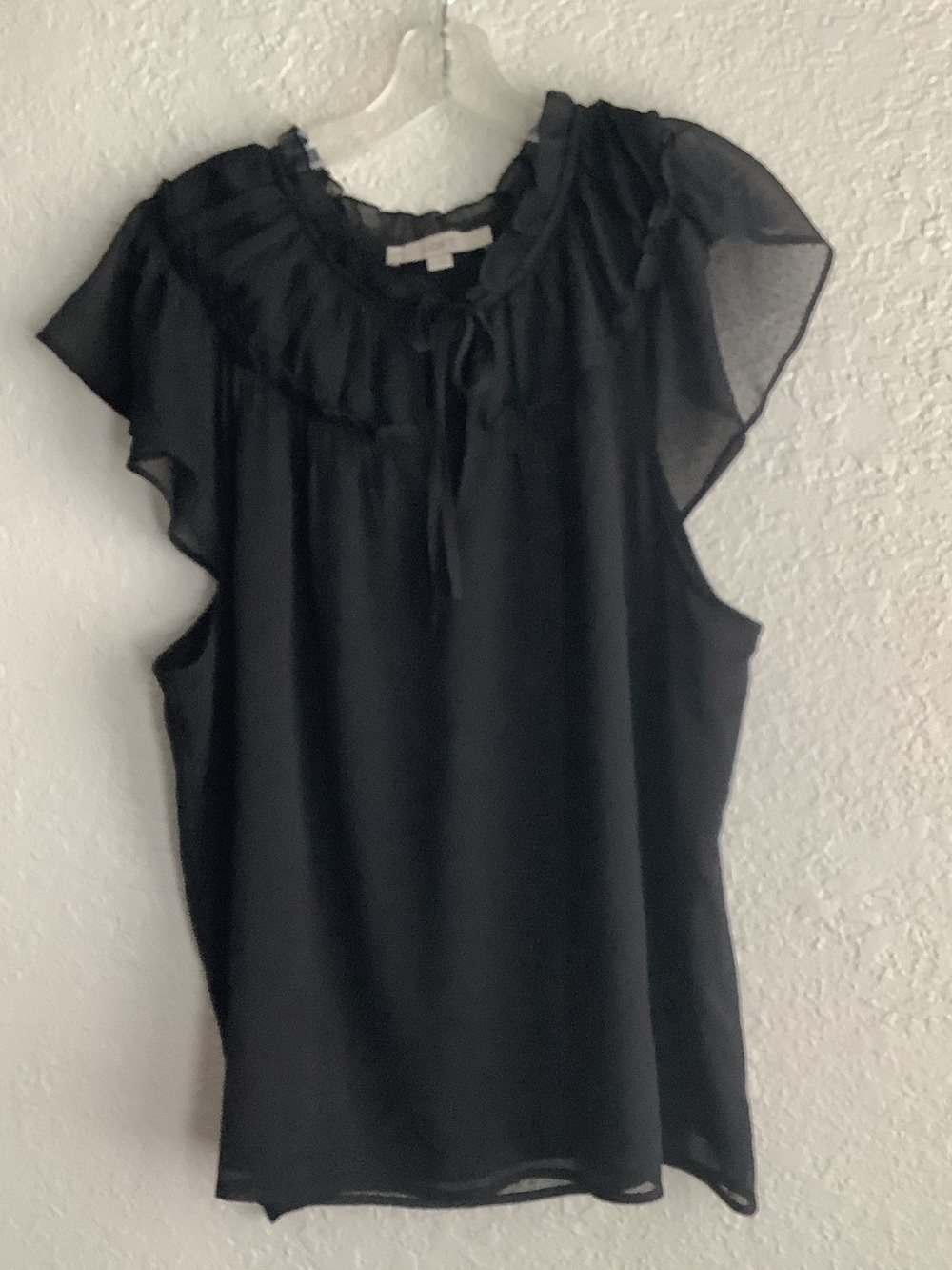 LOFT Black Ruffle Tie-Neck Cap Sleeve Camisole